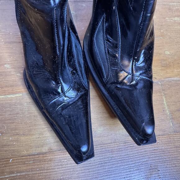 Vintage Y2K New Rock Black Flame Corset Stiletto Knee High Boot Women 39 / 8.5 - Picture 8 of 11